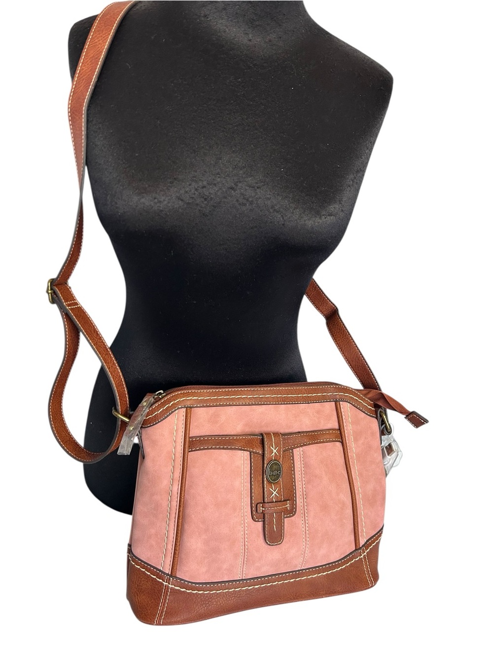 BOC Born Crossbody Purse Shoulder Bag Pink Brown Faux Leather NEW NWOT Charging